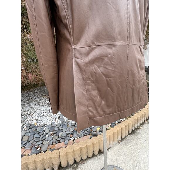 Brunello Cucinelli Leather Jacket Men’s Brown Field Safari Coat Size Medium Y2k - Picture 10 of 15